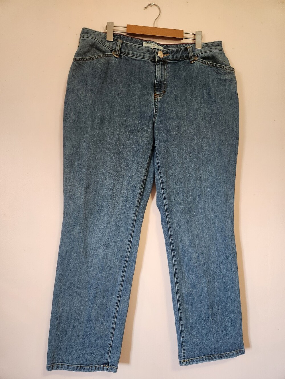 Vintage 2005 Tommy Hilfiger Hipster Jeans 16 Embroidered Y2K McBling Stretch Den